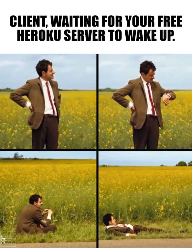 ⏰ waking up a free Heroku  server can take a while. 
👉 this open source project may help: https://lnkd.in/dSXE-FM6
❤️